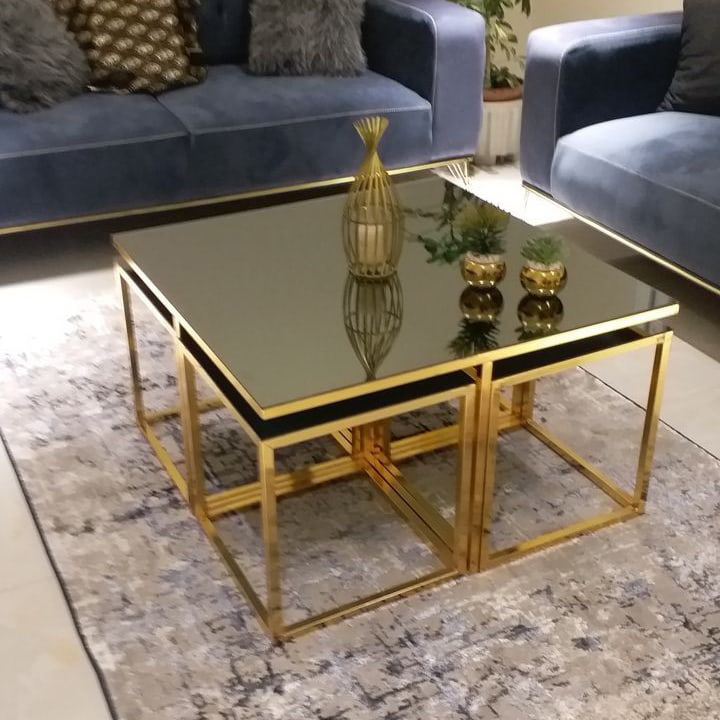 تولید کننده میز جلو مبلی گرد و مسطیل با پایه استیل - هرمو دکوراتیو